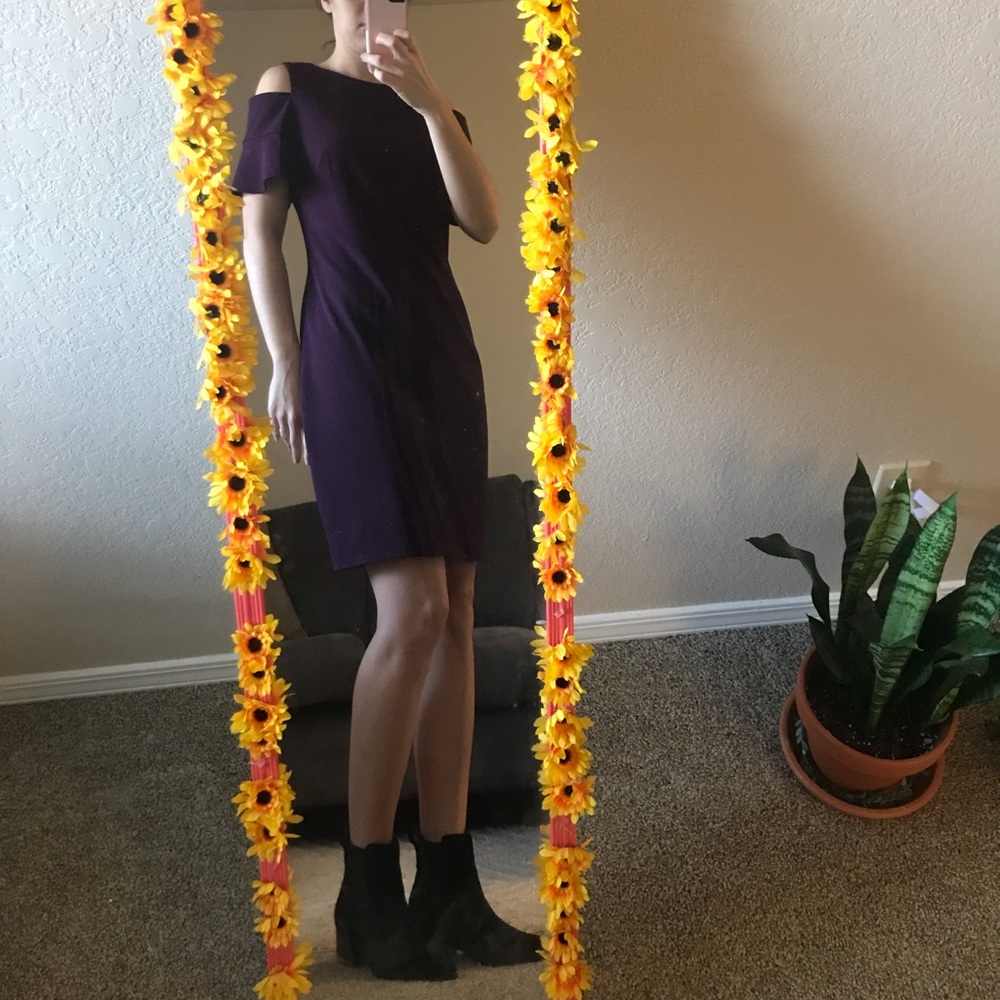 Brand Calvin Klein | Womens Purple Short Sleeve Cocktail Dress Size 10